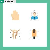 paquete de interfaz de usuario de 4 iconos planos básicos de grab dance empleado hombre de negocios elementos de diseño vectorial editables en frío vector