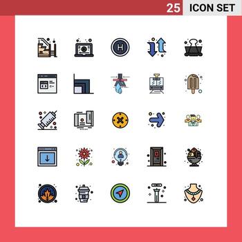 25 Filled line Flat Color concept for Websites Mobile and Apps learning clip video right arrow Editable Vector Design Elements