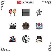 Universal Icon Symbols Group of 9 Modern Filledline Flat Colors of game athletics romance activities learning Editable Vector Design Elements