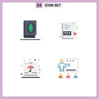 Flat Icon Pack of 4 Universal Symbols of quran box ramadhan txt file fragile Editable Vector Design Elements