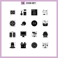 Set of 16 Modern UI Icons Symbols Signs for art wire science lab usb cable Editable Vector Design Elements