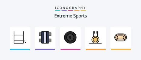 paquete de 5 iconos llenos de línea deportiva que incluye . línea. gimnasia. terminar. deporte. diseño de iconos creativos vector