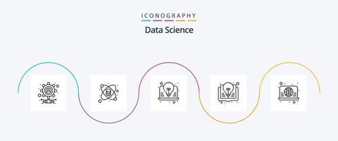 paquete de iconos de la línea 5 de ciencia de datos que incluye arquitectura. conocimiento. bulbo. libro de ideas libro vector