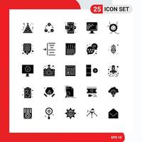 25 User Interface Solid Glyph Pack of modern Signs and Symbols of science medical mobile hospital heart Editable Vector Design Elements