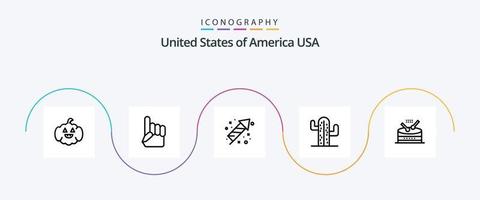 Usa Line 5 Icon Pack Including music. drum. festivity. american. usa vector