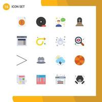 Mobile Interface Flat Color Set of 16 Pictograms of alert employee cd peripheral device profession Editable Pack of Creative Vector Design Elements