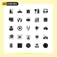 paquete de iconos de vector de stock de 25 signos y símbolos de línea para elementos de diseño de vector editables de copa de vino médico de auriculares seo