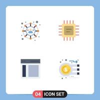 Stock Vector Icon Pack of 4 Line Signs and Symbols for connections sidebar cpu communication analysis Editable Vector Design Elements