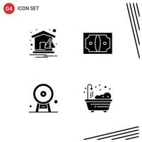 Modern Set of 4 Solid Glyphs Pictograph of home england warning finance landmark Editable Vector Design Elements