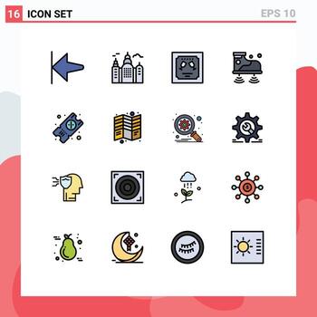 16 Flat Color Filled Line concept for Websites Mobile and Apps brochure tickets invitation ticket service Editable Creative Vector Design Elements