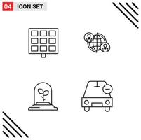 Pictogram Set of 4 Simple Filledline Flat Colors of panel leaf connected internet car Editable Vector Design Elements