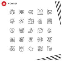 Group of 25 Modern Lines Set for board real sand housing estate Editable Vector Design Elements