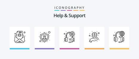 Help And Support Line 5 Icon Pack Including support. question. phone. help. headphones. Creative Icons Design vector