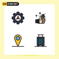 4 Creative Icons Modern Signs and Symbols of navigation interface earth hand briefcase Editable Vector Design Elements