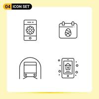 4 Line concept for Websites Mobile and Apps cell metro settings egg transport Editable Vector Design Elements