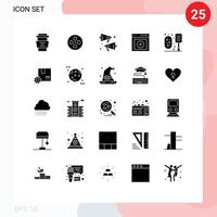 Set of 25 Modern UI Icons Symbols Signs for bathroom user multimedia upload communication Editable Vector Design Elements