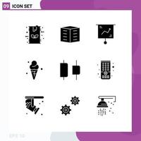 Group of 9 Solid Glyphs Signs and Symbols for cream beach housing society presentation finance Editable Vector Design Elements