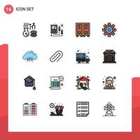 Universal Icon Symbols Group of 16 Modern Flat Color Filled Lines of data cloud education setting construction Editable Creative Vector Design Elements