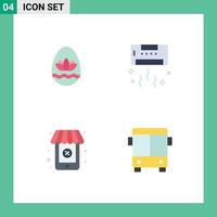 4 Universal Flat Icons Set for Web and Mobile Applications easter egg online holidays cool supermarket Editable Vector Design Elements