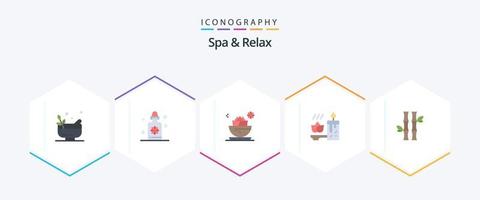 spa y relax 25 paquete de iconos planos que incluye bosque. spa. local. relajación. aromaterapia vector