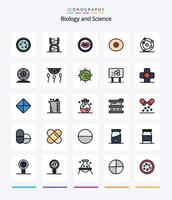 paquete de iconos rellenos de 25 líneas de biología creativa, como bio. teta. ADN tetas. boca vector