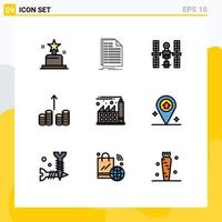 Stock Vector Icon Pack of 9 Line Signs and Symbols for factory money complex cash out space Editable Vector Design Elements