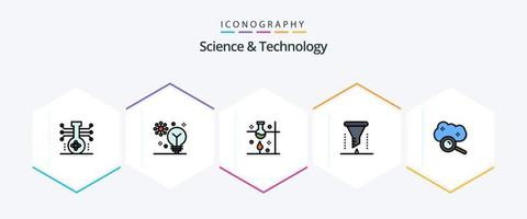 Science And Technology 25 FilledLine icon pack including chemical laboratory. chemical analysis. intelligence. science lab. science vector