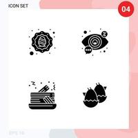 Modern Set of 4 Solid Glyphs Pictograph of holidays cake egg seo food Editable Vector Design Elements