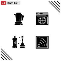 User Interface Solid Glyph Pack of modern Signs and Symbols of blender equipment machine webpage connection Editable Vector Design Elements