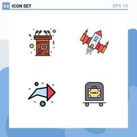 Set of 4 Modern UI Icons Symbols Signs for announcement alien message spaceship right Editable Vector Design Elements