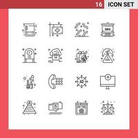 Outline Pack of 16 Universal Symbols of celebration analytics halloween seo presentation Editable Vector Design Elements