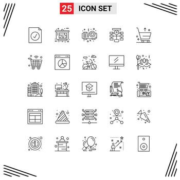 Group of 25 Lines Signs and Symbols for e cart night database chart Editable Vector Design Elements