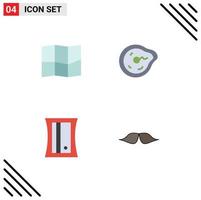 4 iconos planos universales establecidos para aplicaciones web y móviles herramienta de ubicación futura física hipster elementos de diseño vectorial editables vector