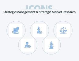 Strategic Management And Strategic Market Research Blue Icon Pack 5 Icon Design. law. success. time. strategy. chess vector