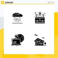 4 Universal Solid Glyph Signs Symbols of hovercar outsource technolody case allocation Editable Vector Design Elements