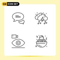 4 Thematic Vector Filledline Flat Colors and Editable Symbols of chatting camcorder cloud weather device Editable Vector Design Elements