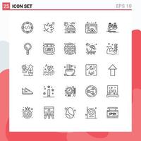 Universal Icon Symbols Group of 25 Modern Lines of health fund city website browser Editable Vector Design Elements