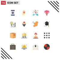 Pack of 16 Modern Flat Colors Signs and Symbols for Web Print Media such as mobile couple lock data love Editable Pack of Creative Vector Design Elements