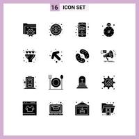 conjunto de 16 iconos de interfaz de usuario modernos símbolos signos para flores de flecha gestión de ramo móvil elementos de diseño vectorial editables vector