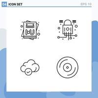 Pictogram Set of 4 Simple Filledline Flat Colors of card storage cyber security devices Editable Vector Design Elements