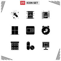 9 Universal Solid Glyphs Set for Web and Mobile Applications wardrobe interior diary home pen Editable Vector Design Elements