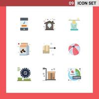Universal Icon Symbols Group of 9 Modern Flat Colors of bean coffee box idea coffee mind Editable Vector Design Elements