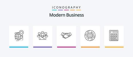 Modern Business Line 5 Icon Pack Including data. competers. corporate. business. pass. Creative Icons Design vector