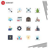 Group of 16 Flat Colors Signs and Symbols for watch connection bulb idea hub Editable Pack of Creative Vector Design Elements