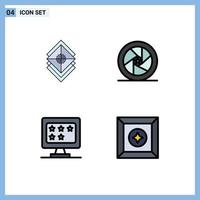 Universal Icon Symbols Group of 4 Modern Filledline Flat Colors of arrange superstar stack featured star monitor Editable Vector Design Elements