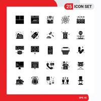 25 Universal Solid Glyphs Set for Web and Mobile Applications life study creative research atom Editable Vector Design Elements