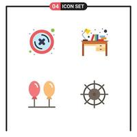 4 iconos creativos, signos y símbolos modernos de botón de playa cerrado, elementos de diseño vectorial editables con mosca interior vector