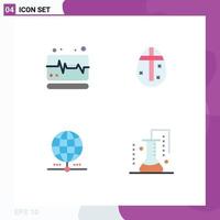 Set of 4 Vector Flat Icons on Grid for medical worldwide easter egg holidays network Editable Vector Design Elements