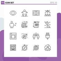 Set of 16 Commercial Outlines pack for human body cash avatar protection Editable Vector Design Elements