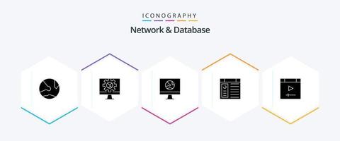 Network And Database 25 Glyph icon pack including page. app. setting. network. connect